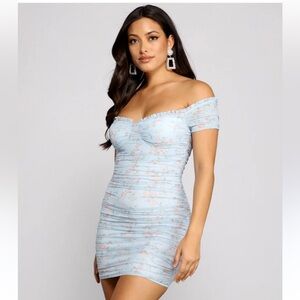 Ruffle Romance Floral Off The Shoulder Dress Medium